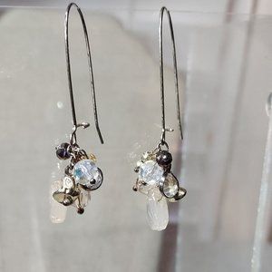 Earrings- beaded cluster drop wire earrings